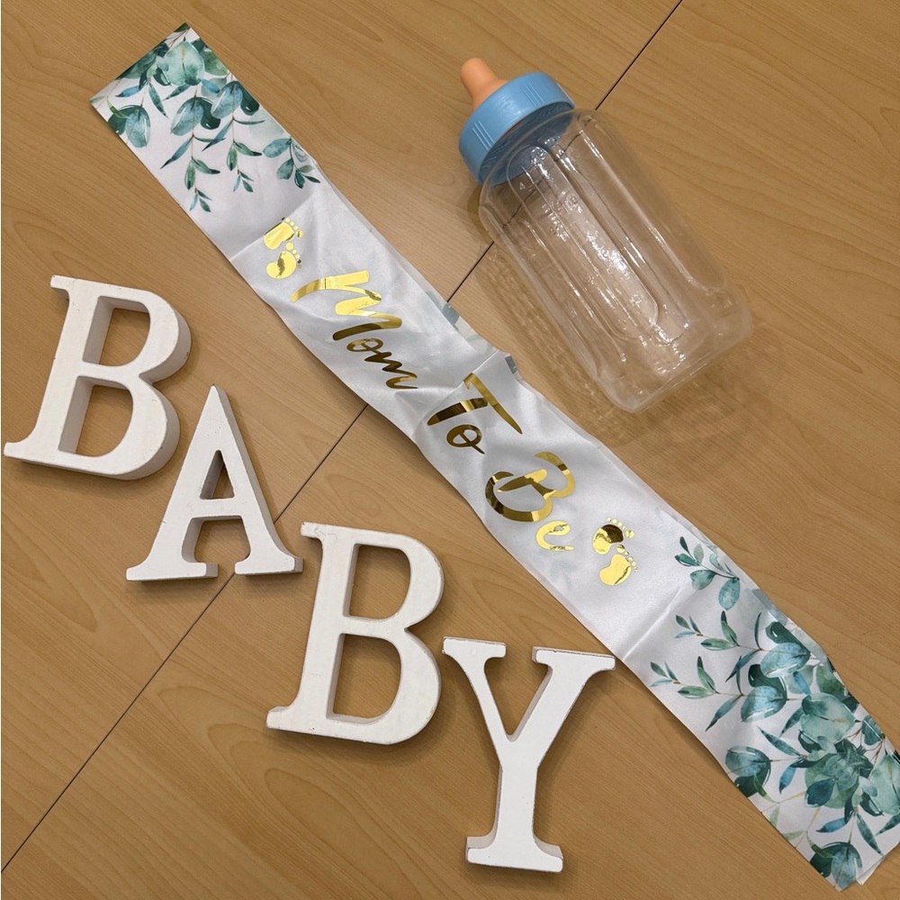 Baby Shower Decoration Set with Sash and Bottle